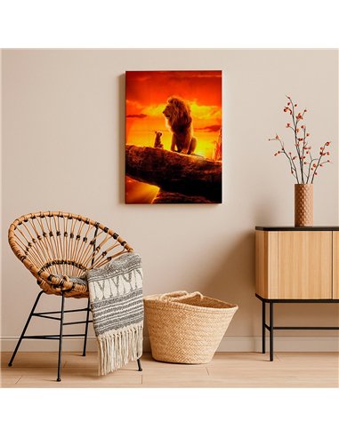 Cuadro padre e hijo leones 50x35cm lienzografía - canvas
