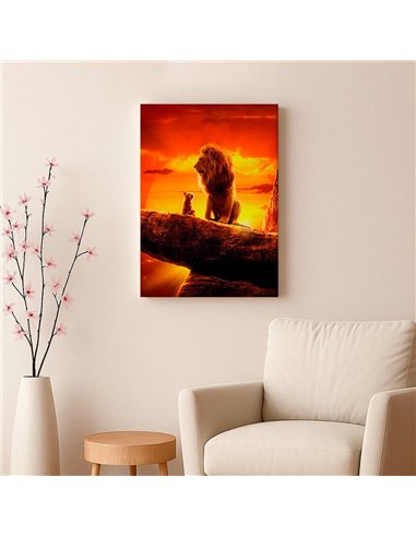 Cuadro padre e hijo leones 50x35cm lienzografía - canvas