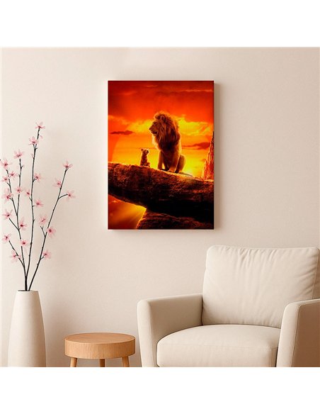 Cuadro padre e hijo leones 50x35cm lienzografía - canvas