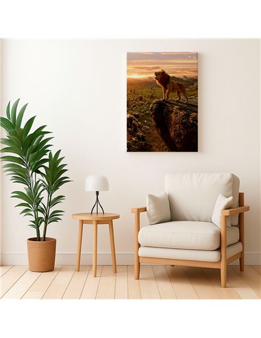 Cuadro rey León de la sabana 50x35cm lienzografía - canvas