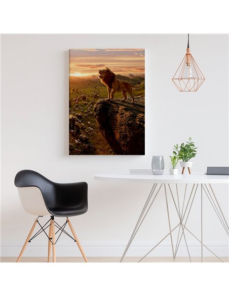 Cuadro rey León de la sabana 50x35cm lienzografía - canvas