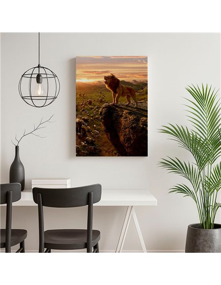 Cuadro rey León de la sabana 50x35cm lienzografía - canvas