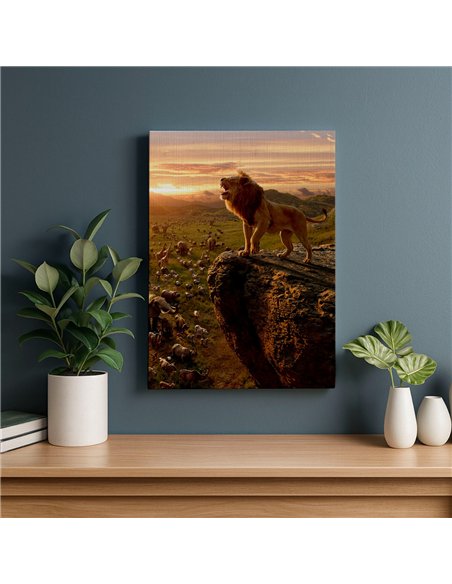 Cuadro rey León de la sabana 50x35cm lienzografía - canvas