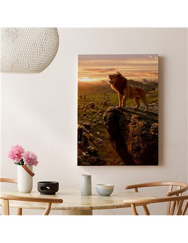 Cuadro rey León de la sabana 50x35cm lienzografía - canvas