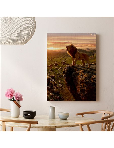 Cuadro rey León de la sabana 50x35cm lienzografía - canvas