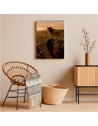 Cuadro rey León de la sabana 50x35cm lienzografía - canvas