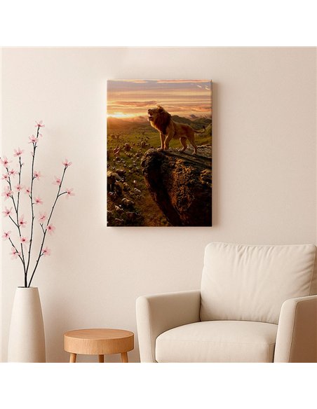 Cuadro rey León de la sabana 50x35cm lienzografía - canvas