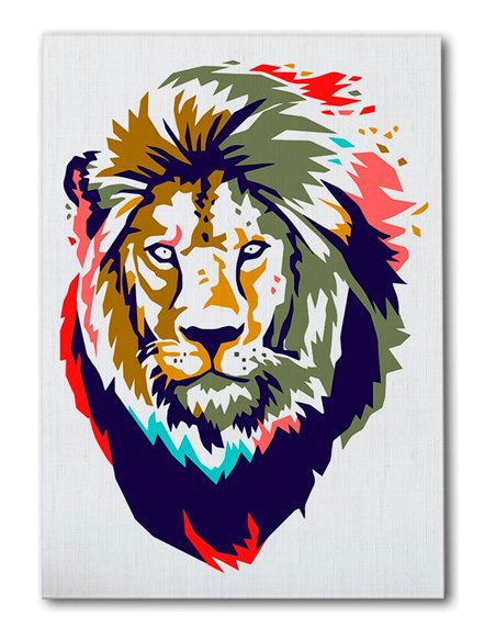 Cuadro león pop art 50x35cm lienzografía - canvas