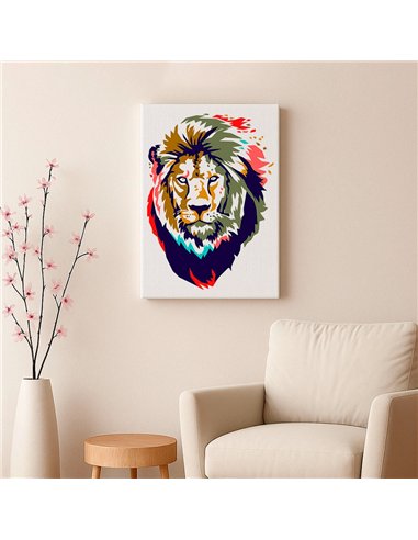Cuadro león pop art 50x35cm lienzografía - canvas