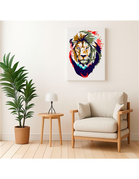 Cuadro león pop art 50x35cm lienzografía - canvas
