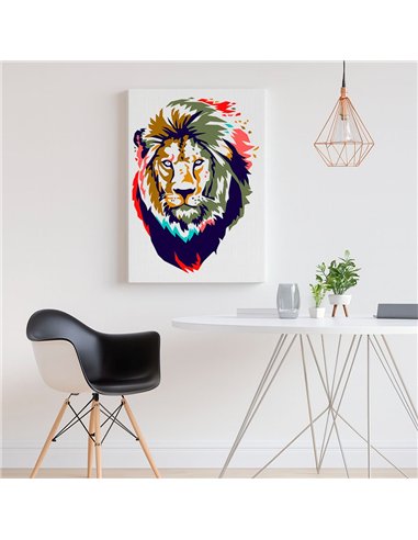 Cuadro león pop art 50x35cm lienzografía - canvas