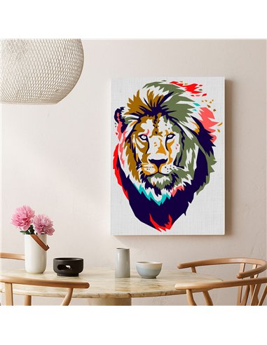 Cuadro león pop art 50x35cm lienzografía - canvas