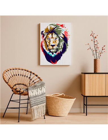 Cuadro león pop art 50x35cm lienzografía - canvas