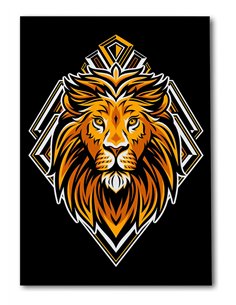 Cuadro león dorado 35x50cm lienzografía en canvas