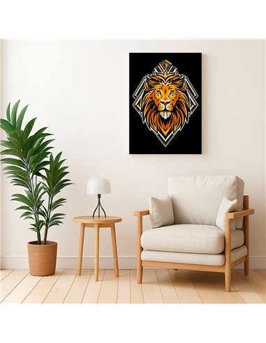 Cuadro león dorado 35x50cm lienzografía en canvas