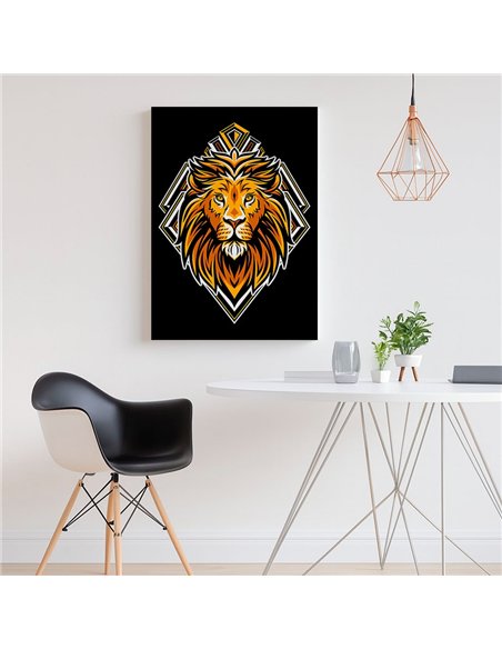Cuadro león dorado 35x50cm lienzografía en canvas