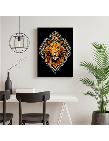 Cuadro león dorado 35x50cm lienzografía en canvas