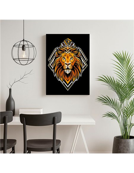 Cuadro león dorado 35x50cm lienzografía en canvas