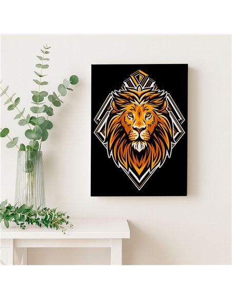 Cuadro león dorado 35x50cm lienzografía en canvas