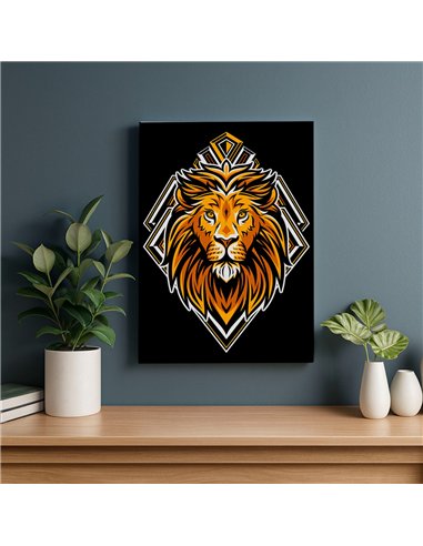 Cuadro león dorado 35x50cm lienzografía en canvas