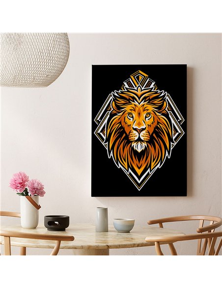 Cuadro león dorado 35x50cm lienzografía en canvas