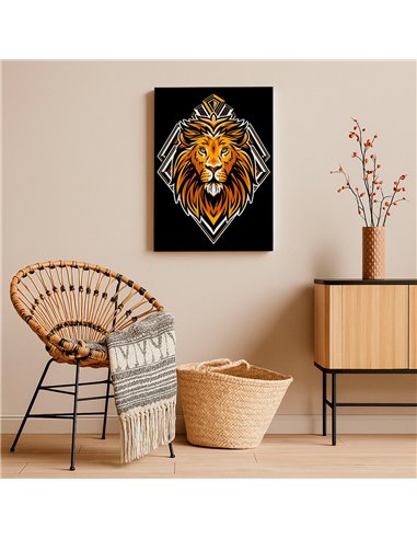Cuadro león dorado 35x50cm lienzografía en canvas