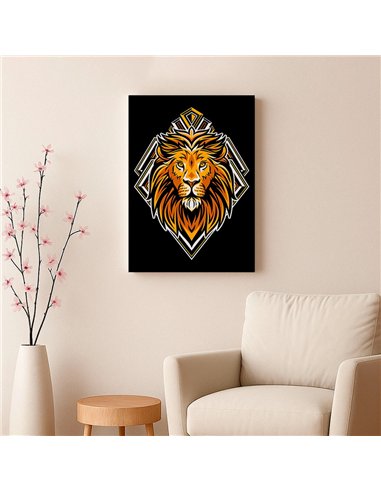 Cuadro león dorado 35x50cm lienzografía en canvas