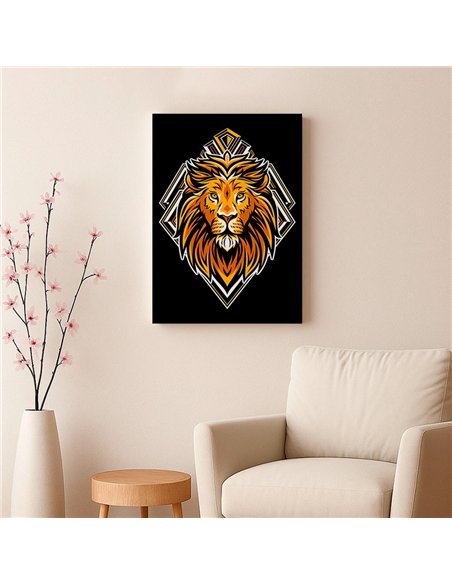 Cuadro león dorado 35x50cm lienzografía en canvas