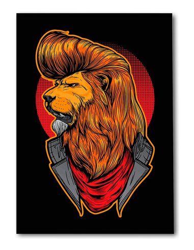 Cuadro león rock 35x50cm lienzografía en canvas