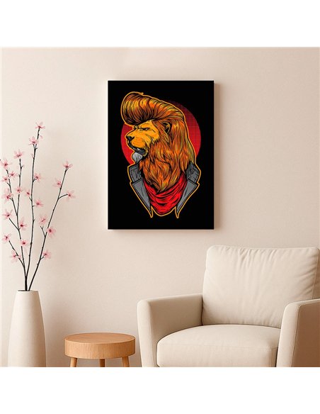 Cuadro león rock 35x50cm lienzografía en canvas