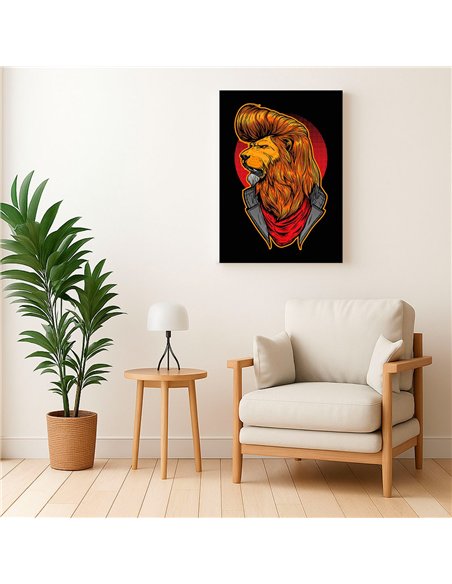 Cuadro león rock 35x50cm lienzografía en canvas
