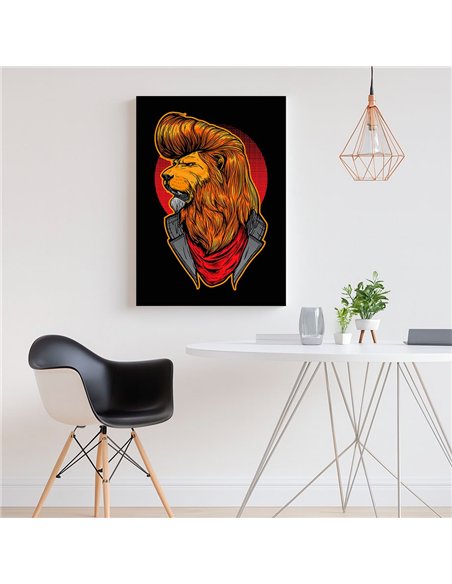 Cuadro león rock 35x50cm lienzografía en canvas