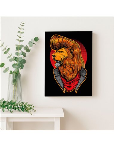 Cuadro león rock 35x50cm lienzografía en canvas