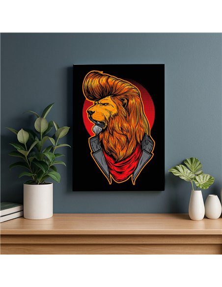Cuadro león rock 35x50cm lienzografía en canvas