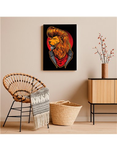 Cuadro león rock 35x50cm lienzografía en canvas
