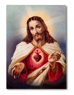 Cuadro Jesús 35x50cm lienzografía canvas Sagrado Corazón