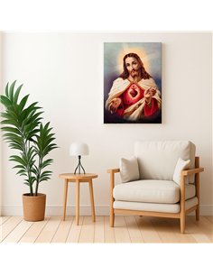 Cuadro Jesús 35x50cm lienzografía canvas Sagrado Corazón 2