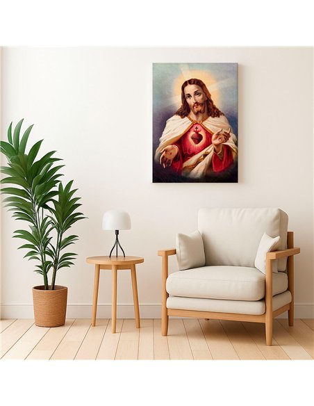 Cuadro Jesús 35x50cm lienzografía canvas Sagrado Corazón