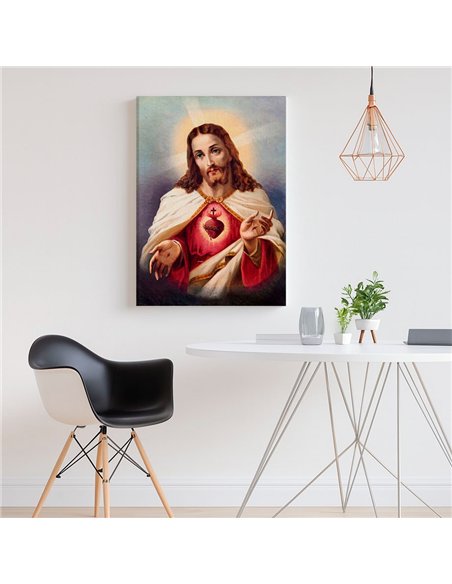 Cuadro Jesús 35x50cm lienzografía canvas Sagrado Corazón