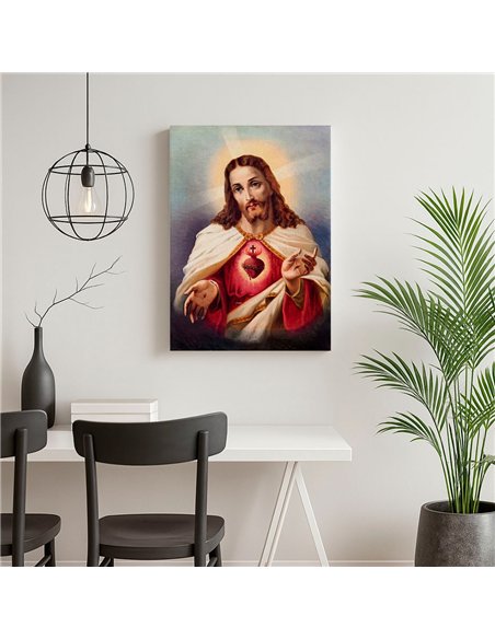 Cuadro Jesús 35x50cm lienzografía canvas Sagrado Corazón