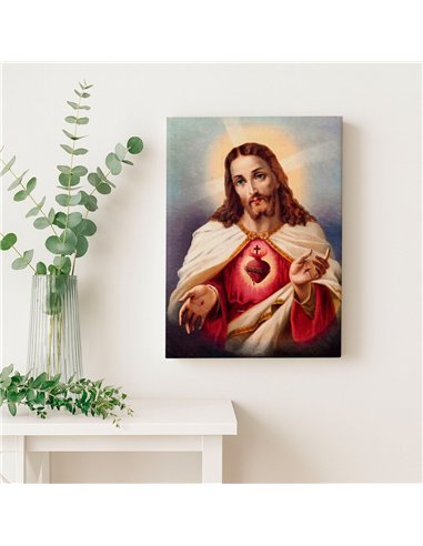 Cuadro Jesús 35x50cm lienzografía canvas Sagrado Corazón
