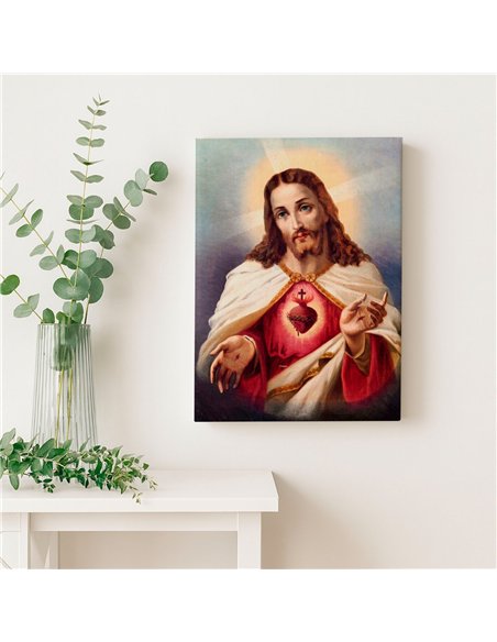 Cuadro Jesús 35x50cm lienzografía canvas Sagrado Corazón