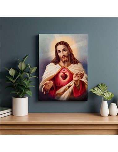 Cuadro Jesús 35x50cm lienzografía canvas Sagrado Corazón