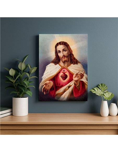 Cuadro Jesús 35x50cm lienzografía canvas Sagrado Corazón