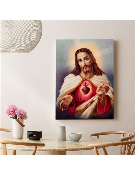 Cuadro Jesús 35x50cm lienzografía canvas Sagrado Corazón