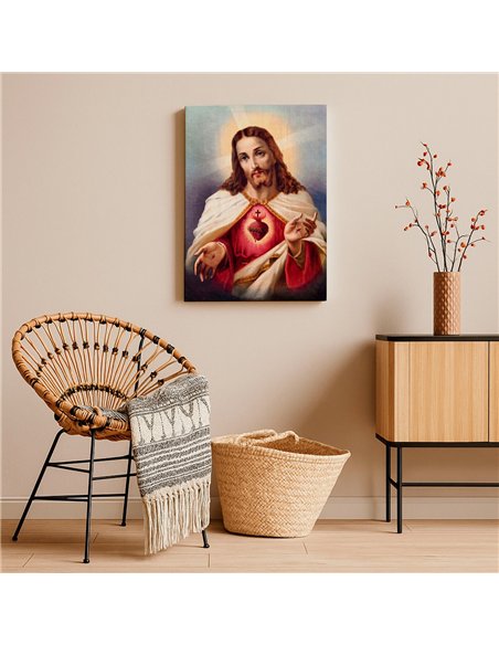 Cuadro Jesús 35x50cm lienzografía canvas Sagrado Corazón