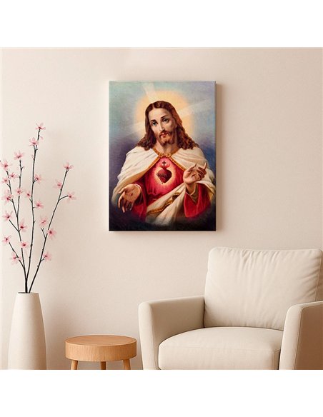 Cuadro Jesús 35x50cm lienzografía canvas Sagrado Corazón