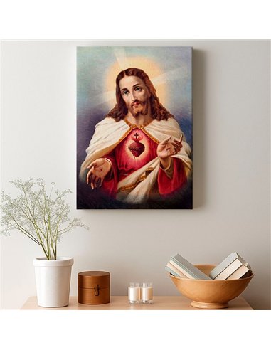 Cuadro Jesús 35x50cm lienzografía canvas Sagrado Corazón