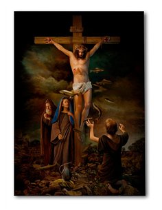 Cuadro crucifixión 35x50cm lienzografía canvas Jesús