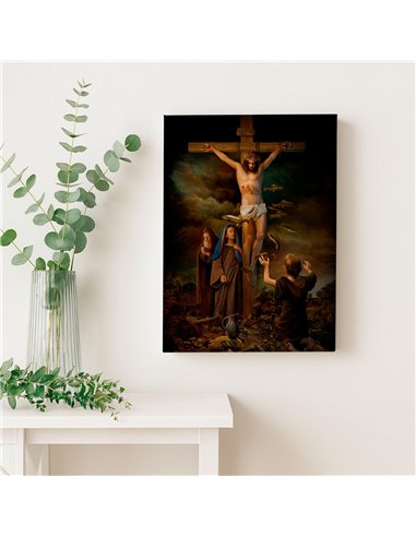 Cuadro crucifixión 35x50cm lienzografía canvas Jesús